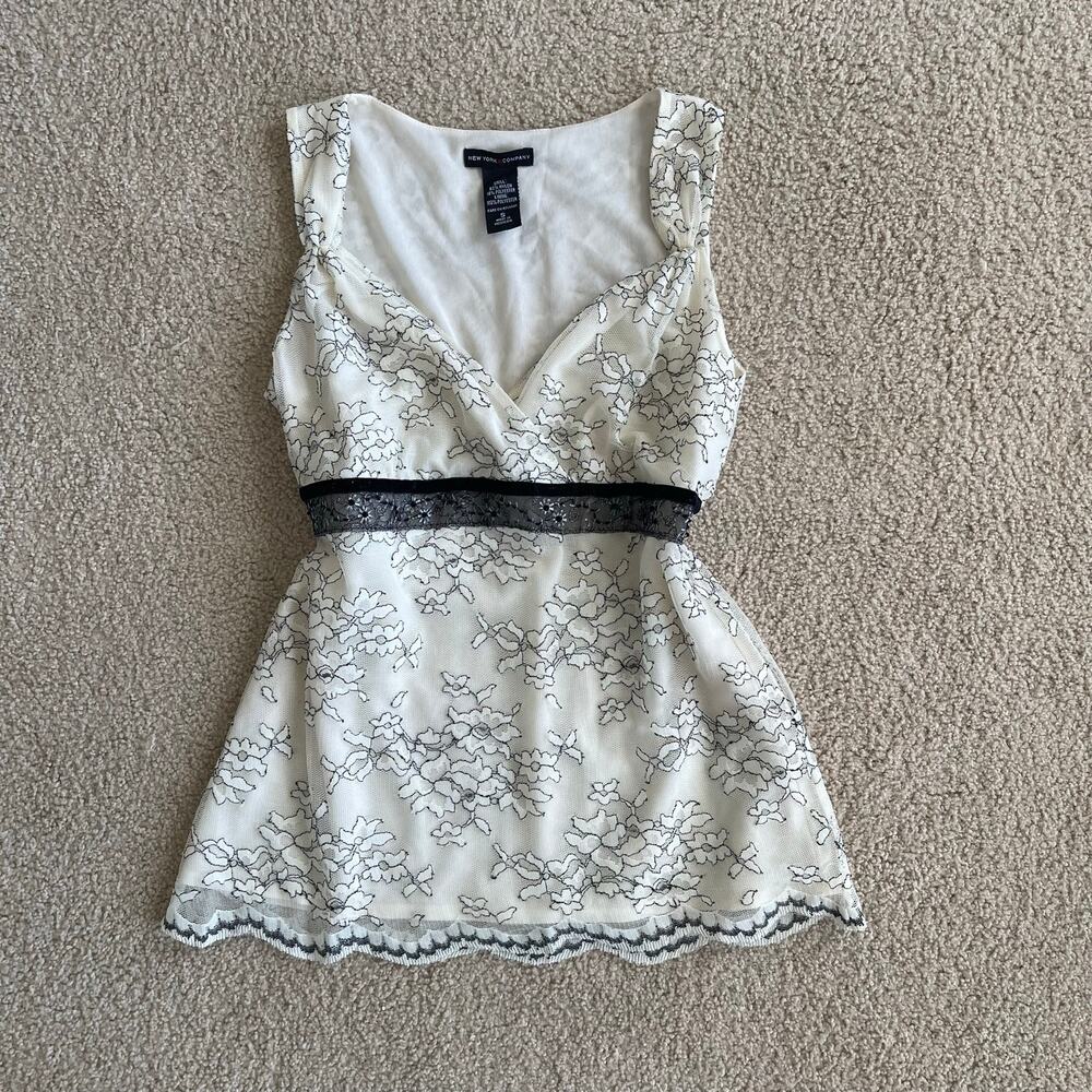 Y2K 2000s Lace Embellished Babydoll Top - Size S